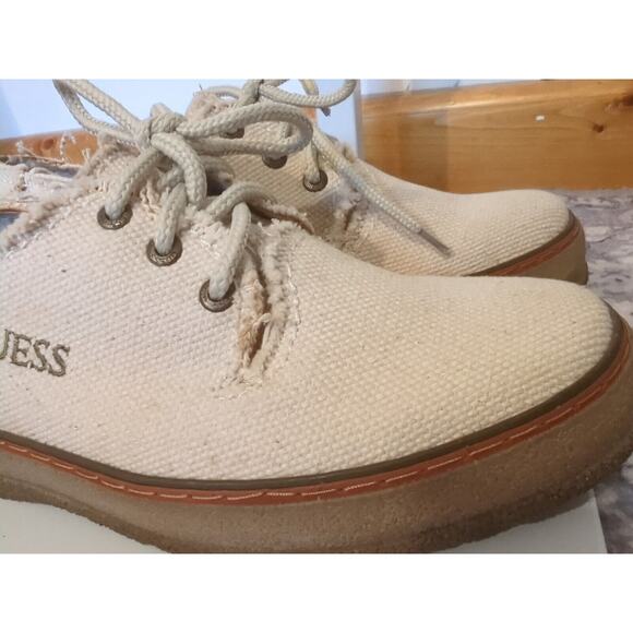 GUESS Ivory Burlap Lace Up Loafer Size 7.5 Men's Casual 04103 EUC! - Picture 3 of 9